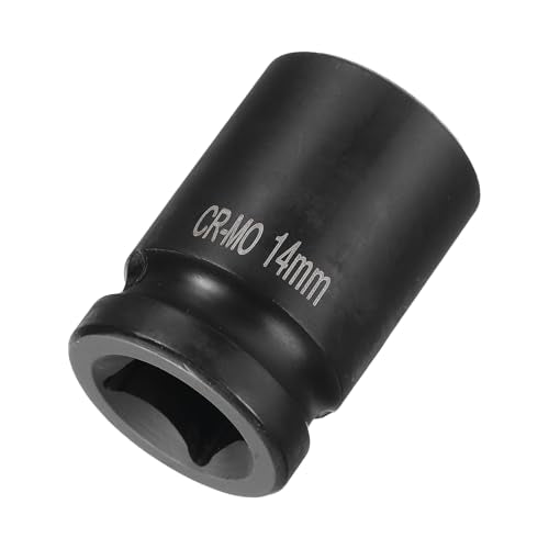 Generic 4 Point Square Socket 1/2" Drive 14mm Metric Square Impact Socket CR-MO Blackening Standard Wheel Sockets Pneumatic Socket Tool for Auto Repair Mechanical Maintenance Home Use