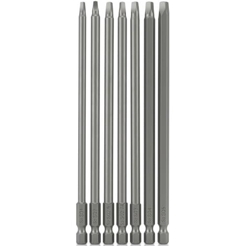 VESTTIO Square Drive Bit Set, SQ1-SQ5, 7-Piece, 6-Inch, Magnetic S2 | SQ1-SQ5, Industrial S2 alloy steel, 1/4 inch hex shank, magnetic tips, design for power screwdriver drill impact driver - size: 7 SQ / 6 inch