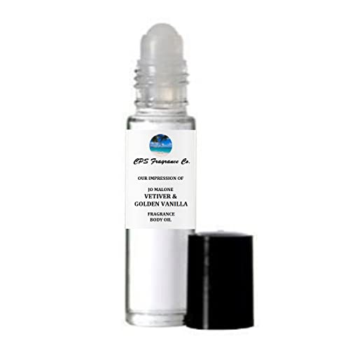VETIVER & GOLDEN VANILLA For Women & Men Type Hypoallergenic Pure Perfume Body Oil Roll On 1/3oz (10ml) CPS Fragrance Co. Impression made with Pure essential Oils + Organic Fractionated Coconut Oil