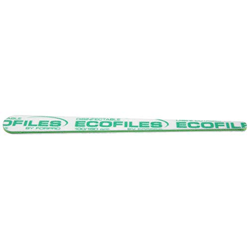 ForPro Professional Collection Tapered ECOFILES, Eco-Friendly Manicure and Pedicure Foam Board Nail File, 100/180 Grit, Green, 20-Count