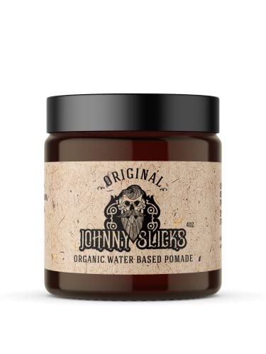 Water Based Pomade | Strong Hold, High Shine, Organic Styling for Men | Promotes Healthy Hair Growth & Helps Hydrate Dry Skin (Original, 4 Ounce) US Made, Veteran Owned