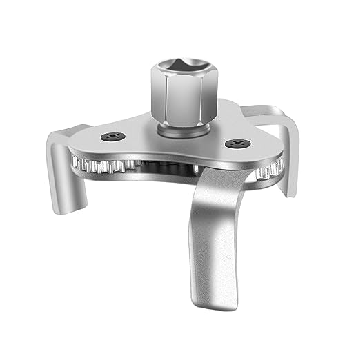 Universal Adjustable Oil Filter Wrench, Carbon Steel, 3-Jaw Design, 2.5-4.5 Inch Range, Suitable for Cars, Trucks, Motorcycles, Lawn Mowers | 1/2 & 3/8 Inch Square Drive Socket, 3-Jaw & 2-Way Design,Suitable for Cars Trucks Motorcycles Lawn Mowers - style