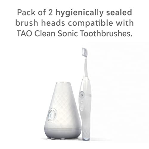 TAO Clean Sonic Electric Toothbrush Replacement Heads (2-Pack) – Whitening Head – Replacement Heads for The TAO Clean Electric Toothbrush and Docking Station