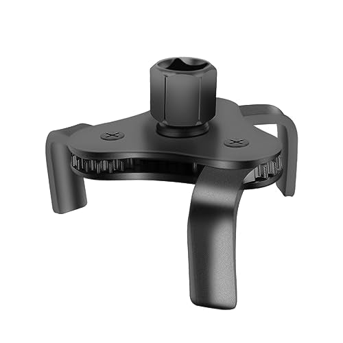 Universal Adjustable Oil Filter Wrench, Carbon Steel, Black, 1/2 & 3/8 Inch Square Drive Socket, 3-Jaw & 2-Way Design | 1/2 & 3/8 Inch Square Drive Socket, 3-Jaw & 2-Way Design - style: Universal
