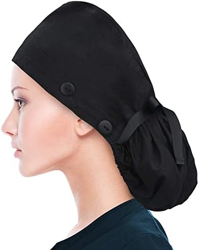 ABAMERICA Scrub Caps for Women Surgical Caps Nurse Hat Functional Ponytail Holder for Long Hair Single or Satin-Lined