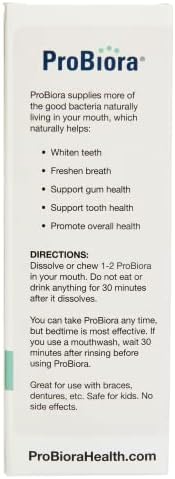 ProBiora Professional Strength Oral Probiotics for Teeth and Gums | Dental Probiotic for Oral Health | Bad Breath Treatment for Adults | Tooth Whitening | ProBiora3 Probiotic Blend | 90 Mint Tablets