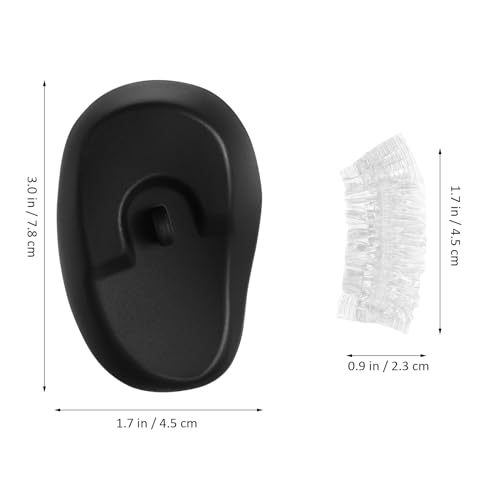 FRCOLOR 2 Pairs Silicone Ear Covers Ear Protector with 100pcs Disposable Hairdressing Ear Caps Ear Protector Hairdressing Dye Coloring Protector Earmuff Ear Caps for Home Shop, 7.8cm*4.5cm*0.5cm