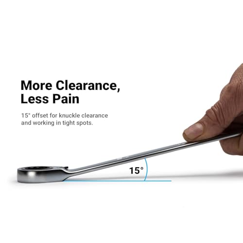 Capri Tools 9 mm 120-Tooth Ultra-Smooth Reversible Ratcheting Combination Wrench, XL Long Series, Metric, 12-Point - size: 9 mm