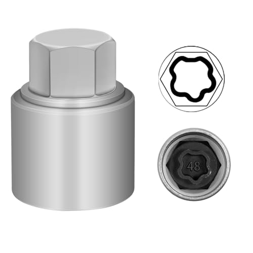 048 Wheel Locking Nut Key Compatible with BMW Series, Socket OD 27mm - ID 25mm, Nut Adapter, Anti-Theft Lug Nut Removal Tool - color: Socket 048