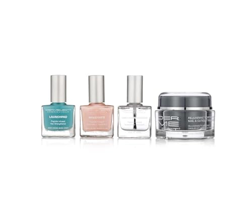 Dermelect Nail Recovery System Anti Aging Nailcare with Peptides, Hyaluronic Acid, Vitamin E, Strengthening & Restorative for Weak Nails, Splitting, Acrylic/Gel Damage, Hard to Grow Nails 4 pc set