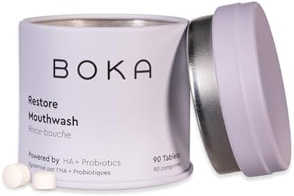 Boka Travel Size Mouthwash Tablets - Hydroxyapatite, Fluoride Free & Alcohol Free - Chewable Tablets to Freshen Breath, Kill Odor Quickly - (90 Pcs, Mint)