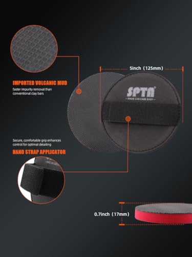 Clay Bar Pad, 5 Inch Mid Grade,1Pc Handle Grip Pad and 1 Pc Clay Bar Applicator, Synthetic for DA Polisher and Rotary Polisher for Car Detailing, Clay Bars Auto Detailing -CHMLP5MA - size: 5inch (125mm)
