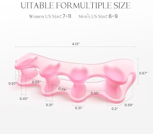 Welnove Toe Separators Spacers for Women - Toe Spreaders with Rose Extract, Toe Straightener for Women Men - Toe Stretcher for Walking, Running & Yoga Practice - Rose, 4 Pack