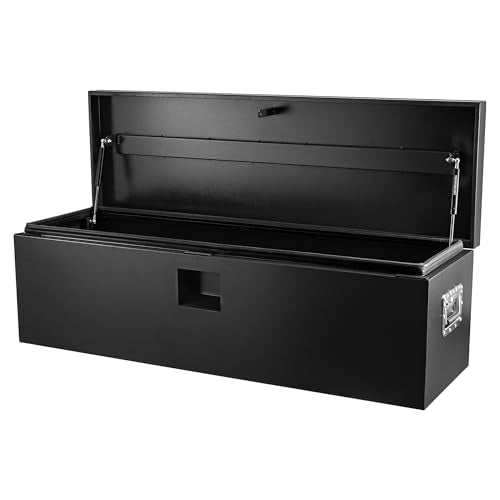 Industrial Steel Truck Tool Box w/Gas-Shock Lid, Pry-Resistant Security & Weatherproofing Toolbox Organizer Chest Fits Pickup, Truck Bed, RV, Trailer - color: Black, size: 15X15X30 inch