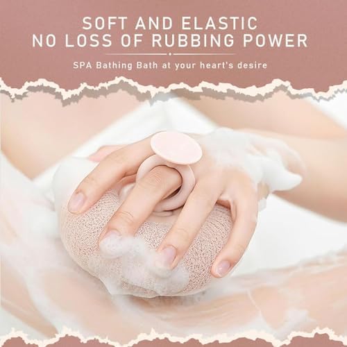 Super Soft Sunflower Suction Cup Bath Ball, 2025 New Sunflower Suction Cup Bath Ball, Loofah Body Scrubber Shower Sponge, Super Soft Exfoliating Bath Sponge for Women Men (Purple & Apricot)