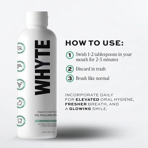 Whyte Spearmint Oil Pulling Rinse with Organic Cold-Pressed Coconut Oil, Helps Maintain Gum Health & Freshens Breath - 8 fl oz