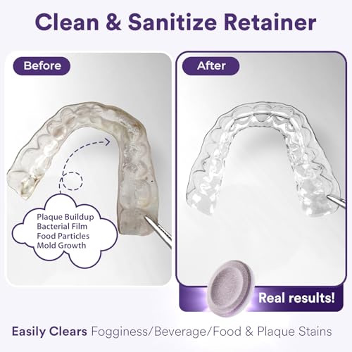 Weiss Naturals Retainer Cleaner Tablets, Invisalign Cleaner, Remove Stains, Odors & Plaque, FSA & HSA Eligible, PERSULFATE FREE Night Guard & Denture Cleaner 4-Month Supply, 120 Grape Scented Tablets