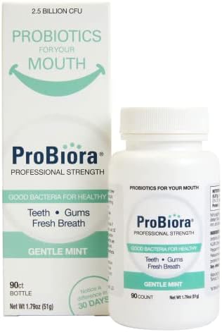 ProBiora Professional Strength Oral Probiotics for Teeth and Gums | Dental Probiotic for Oral Health | Bad Breath Treatment for Adults | Tooth Whitening | ProBiora3 Probiotic Blend | 90 Mint Tablets