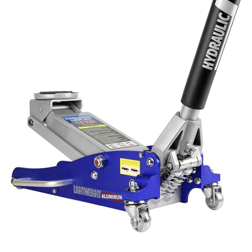 1.5 Ton Low Profile Floor Jack, Heavy Duty Aluminum & Steel Hydraulic Floorjack Racing Floor Jack with Dual Piston Quick Lift Pump, Lifting Range 3.3" to 19.8" for Home Sedans SUV Sports Cars Blue