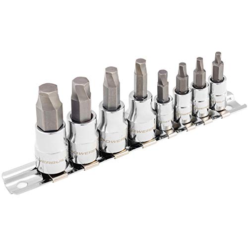 Powerbuilt 240093 8 Piece Zeon SAE Hex Bit Socket Set - with use for Damaged Fasteners, Standard, Rusted, Rounded Bolts,Size from 1/8" to 3/8" - style: SAE