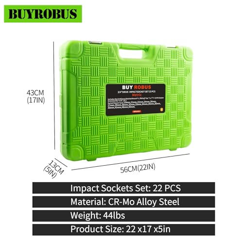 1/2 Inch Drive Deep Impact Socket Set,12 PCS Extended Socket Set, 6-Point Metric, Cr-Mo Steel - color: 12pcs 1/2" Metric