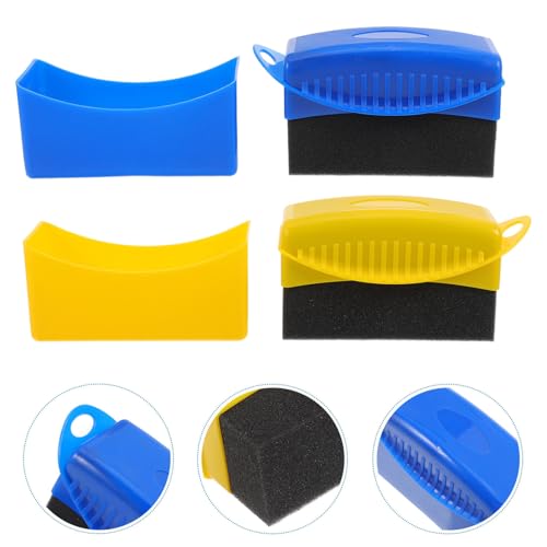 ULTECHNOVO Car Cleaning Brush and Tire Shine Applicator Set 2pcs with Storage Stand, Automotive Interior Dusting Brush and Foam Sponge for Tire and Wheel Detailing, Reusable Car Care Tool