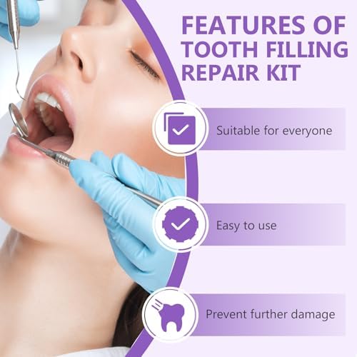 Tooth Repair Kit-for Broken Teeth, Moldable False Teeth-Filling Repair Kit, Fake Teeth DIY at Home, Fixing Missing & Broken Tooth Replacements, with 4 Dental Tools