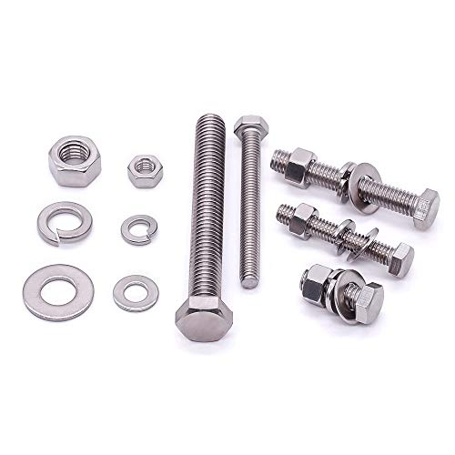(4 Sets) M12-1.75 x 25mm Hex Bolt Kit, 304 Stainless Steel (18-8), Includes Hexagon Head Screws and Nuts, Flat & Lock Washers, Full Coarse Thread, for Machinery, Automotive, DIY - size: M12 x 25mm