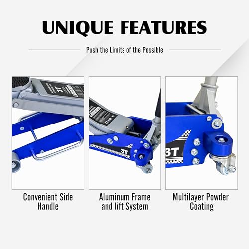 3 Ton Aluminum & Steel Hybrid Hydraulic Floor Jack, Dual Piston Racing Jack, CE Certified - size: 3T - Aluminum Body w/ Extra Saddle