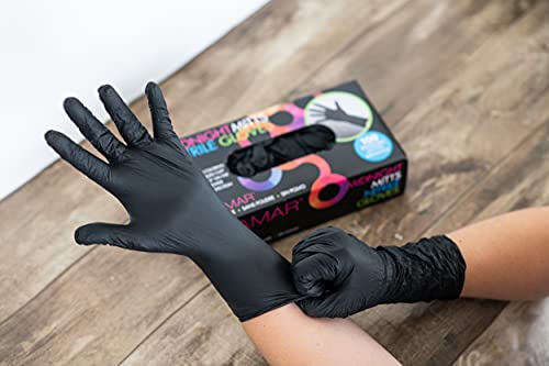 FRAMAR Black Nitrile Gloves Disposable Latex Free, For Hair Dye, Cleaning | Extra Large Nitrile Gloves xl, Tattoo, Mechanics, Extra Durable & Resistant, 12 Inches Long, 100 Pack - size: X-Large
