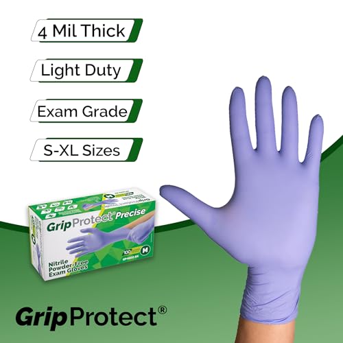 GripProtect Precise Nitrile Gloves 4 Mil, Chemical Resistant Gloves | Medium Textured Grip for Mechanics, Tattoos, Food Prep & Cleaning – Medical Grade Disposable Gloves, 100 Count - size: Medium (Pack of 100)