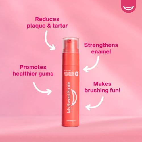 MySweetSmile Strawberry Flavoured Toothpaste - Advanced Fluoride Formula - Deep Cleaning - Cavity Protection - Succulent Strawberry Flavour - 60g