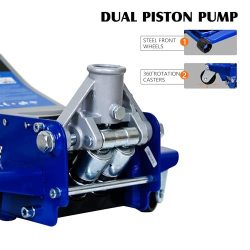3 Ton Low Profile Hydraulic Floor Jack, Heavy Duty Steel Dual Piston Quick Lift Pump, CE Certified - size: 3T - Low Profile (3.1" Min Height)