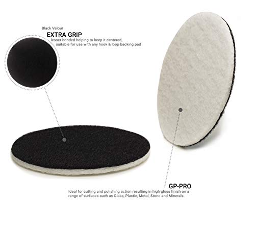 Glass Polish 5 inch (130mm) Pack of 10 Felt Polishing Pads for Polishing Glass, Plastic, Metal and Marble - GP11008 | For Cerium Oxide Glass Polishing, Scratch Removal, Plastic & Headlight Restoration, Metal Polishing & Clear Coat Finishing - style: 5" (1