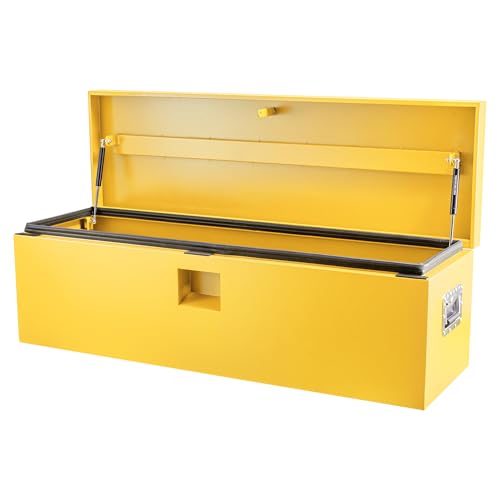 Industrial Steel Truck Tool Box w/Gas-Shock Lid, Pry-Resistant Security & Weatherproofing Toolbox Organizer Chest Fits Pickup, Truck Bed, RV, Trailer - color: Yellow, size: 15X15X30 inch
