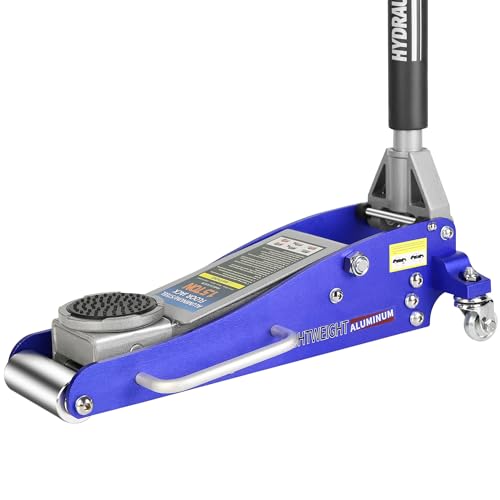 1.5 Ton Low Profile Floor Jack, Heavy Duty Aluminum & Steel Hydraulic Floorjack Racing Floor Jack with Dual Piston Quick Lift Pump, Lifting Range 3.3" to 19.8" for Home Sedans SUV Sports Cars Blue