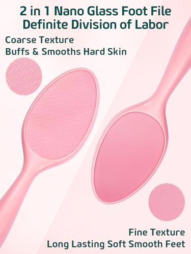 2-Sided Glass Foot File Callus Remover Without Drain Stand (Pink)