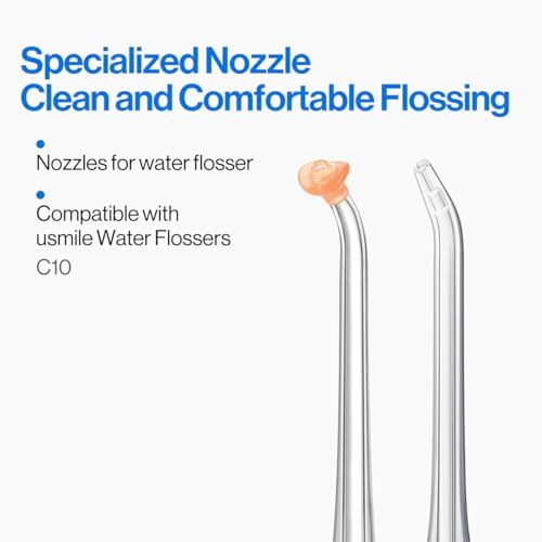 usmile Replacement Guidance Tip Nozzles for C10 Flosser – 2 Pack with Storage Case, Ideal for Braces & Dental Care