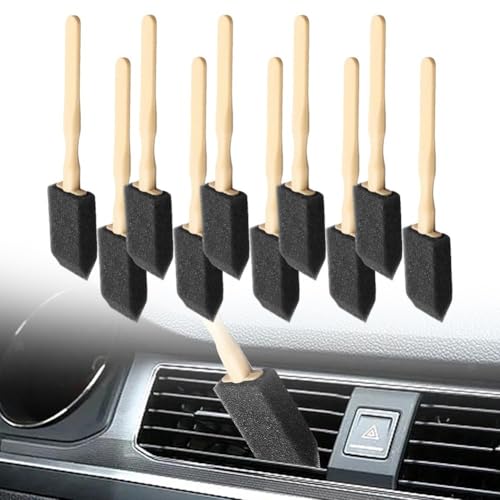 Car Air Vent Cleaning Brush Set Soft Sponge Detailing Tool for Dashboard AC Vents Dust Removal Black 14cm(10Pcs) - size: 10Pcs