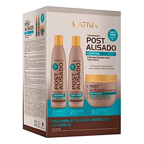 Post Keratin Straightening Treatment - Shampoo 250 ml, Conditioner 250 ml and Mask 250 ml.