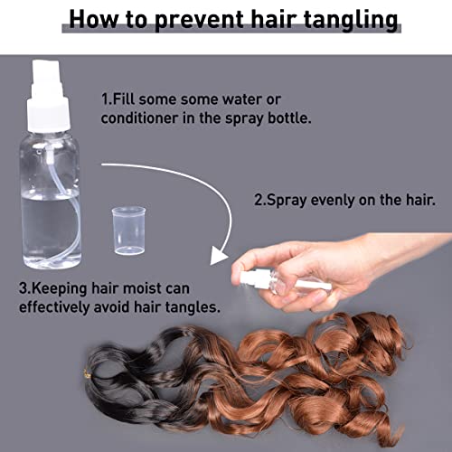 French Curly Braiding Hair 24Inch Loose Wavy 8 Packs #1B Black Bouncy Braiding Hair Extensions 75g/Pack Synthetic French Curl Crochet Hair Extensions（8packs,24Inch)