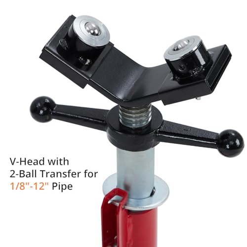 Folding Pipe Stand with 2-Ball Transfer V-Head, 28-52 Inch, 2500 Lbs | Heavy Duty Steel, Adjustable Height, Portable for Welding & Pipe Work - size: 28"-52" 2-Ball