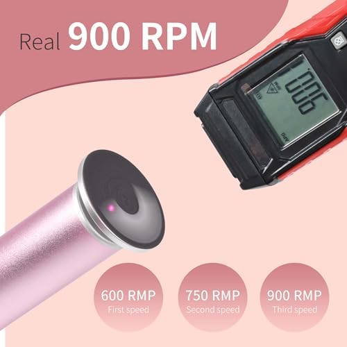 Rechargeable Electric Foot Callus Remover with 3-Sizes 120Pcs Sandpaper Discs, Professional 900RPM 3-Speed Control Aluminum Electric Foot File with Adapter Cable (E3 Rose Pink)