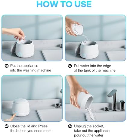 Ultrasonic Retainer Cleaner Machine Pro, Quickly Completes Denture Brushing and Bathing, Deep Cleaning, and Effectively Prevents Aligner Discoloration - White