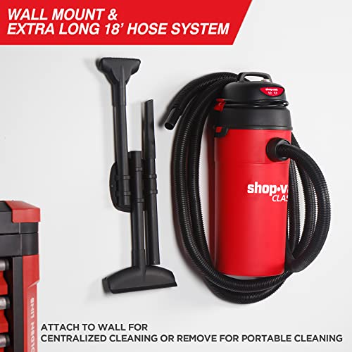 Shop-Vac 5 Gal 5.5 HP Wet/Dry Vacuum, Wall Mount, 9522236 | 25ft Long Reach (18ft Hose+7ft), 14 Attachments & Accessories, Compact & Portable, Ideal for Garage, Car, Workshop & Jobsite - size: 5 gallon