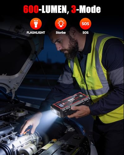 Jump Starter Battery Jumper Starter Portable Jump Box for Car Battery 5000A | Car Battery Jumper (Up To 10.0L Gas And 10.0L Diesel) With Led Display, Led Light, 12V Jumper Cablesand Compass - color: 5000A