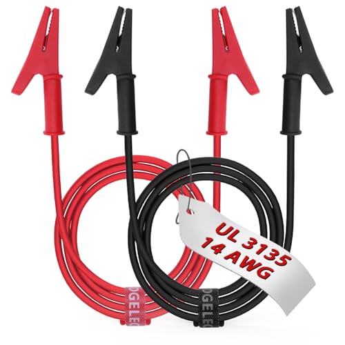 14 Gauge 2pcs/6.6Ft Alligator Clips Electrical with Wires UL3135, Heavy Duty Silicone Test Leads Set Jumper Wires Kit for Testing - EDGELEC - size: 6.6 Ft(2m)