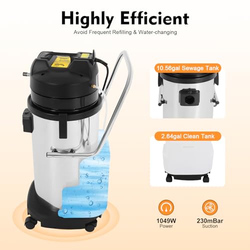 40L/11Gal Commercial Carpet Cleaner, 1049W 110V 3 in 1 Multi-Purpose Wet Dry Vacuum Cleaner Portable Carpet Cleaning Machine w/Circulating Air Cooling Systems for Carpet and Hard Floor (Two Packages) - size: 40L/11Gal