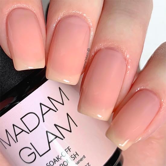 Madam Glam - Soft Pink Soak-Off Gel Polish 0.5 fl oz - Perfect for French Manicure - UV/LED lamp - Long-lasting Shine, Easy Application - Professional Salon Quality