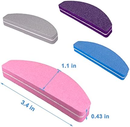 80 Pcs Nail Buffers, Buffer Block Nail Files Bulk for Acrylic Nails and Natural Nails Double Sided 100/180 Grit Portable Washable Sanding Buffing Buffers Arc Shape (80Pcs Multicolor)